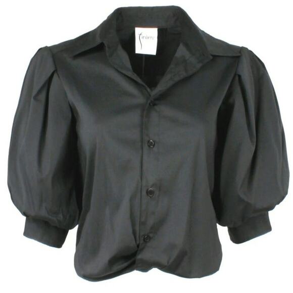 NWT Finley Bomba Silky Black Poplin Shirt with Front Twist Hem Size XL - Picture 1 of 6